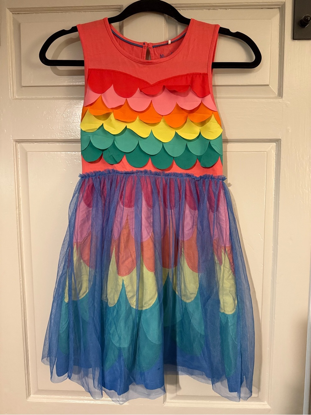 Mini Biden Girls Rainbow Scallop Tulle Dress